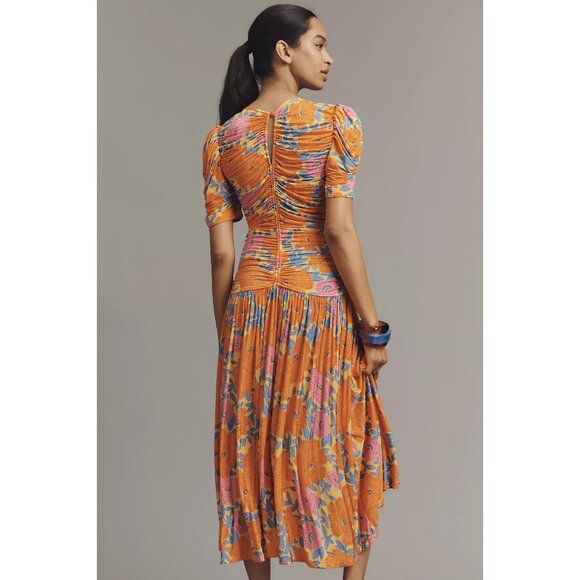 Farm Rio x Anthropologie Short-Sleeve V-Neck Ruched Midi Dress XL - Picture 3 of 3